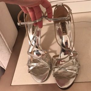 Badgley Mishka Strappy Silver Heel